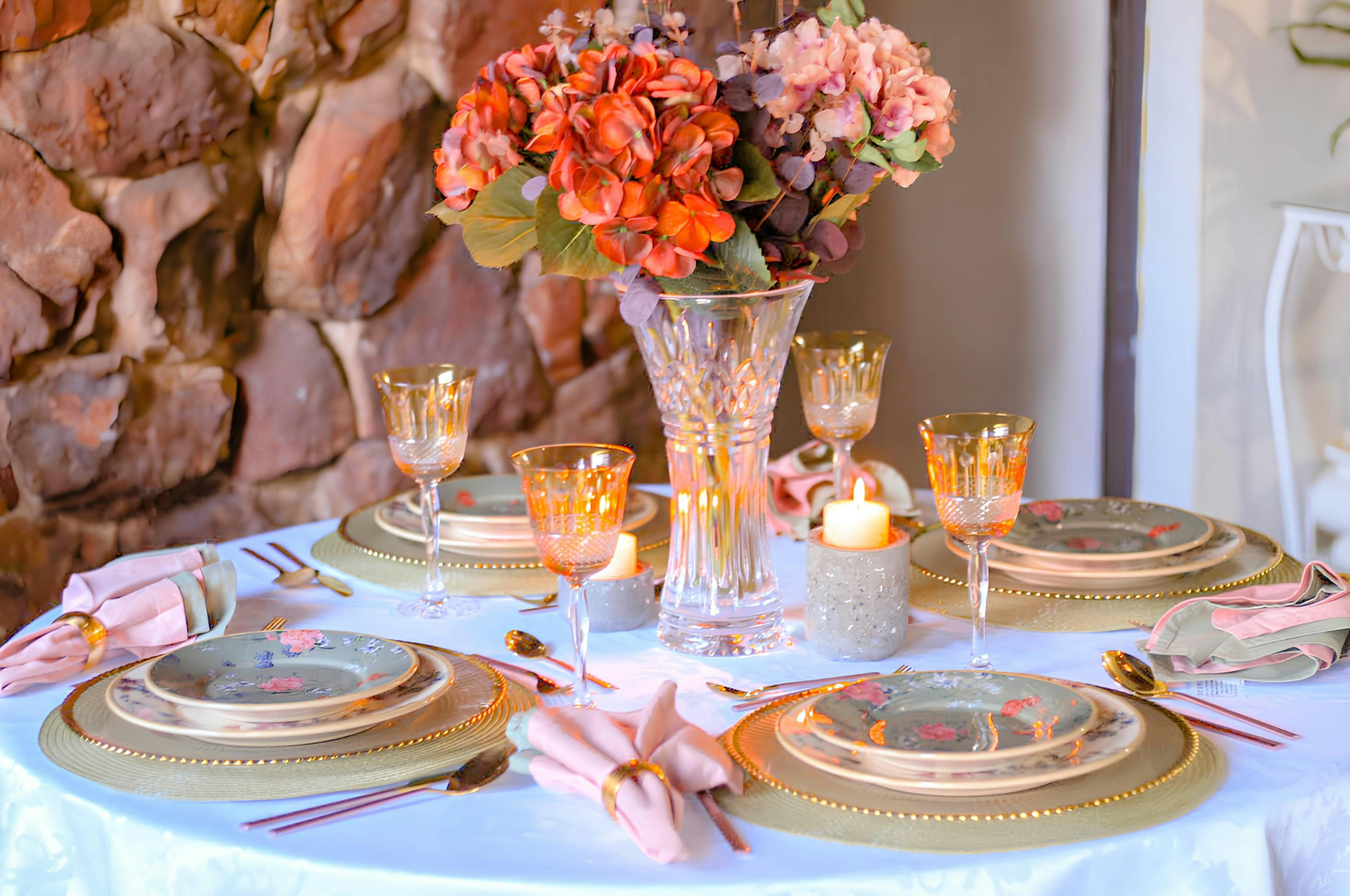 Peachy Dinner Party Place Setting