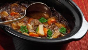 Slow Cooker filled with hearty food